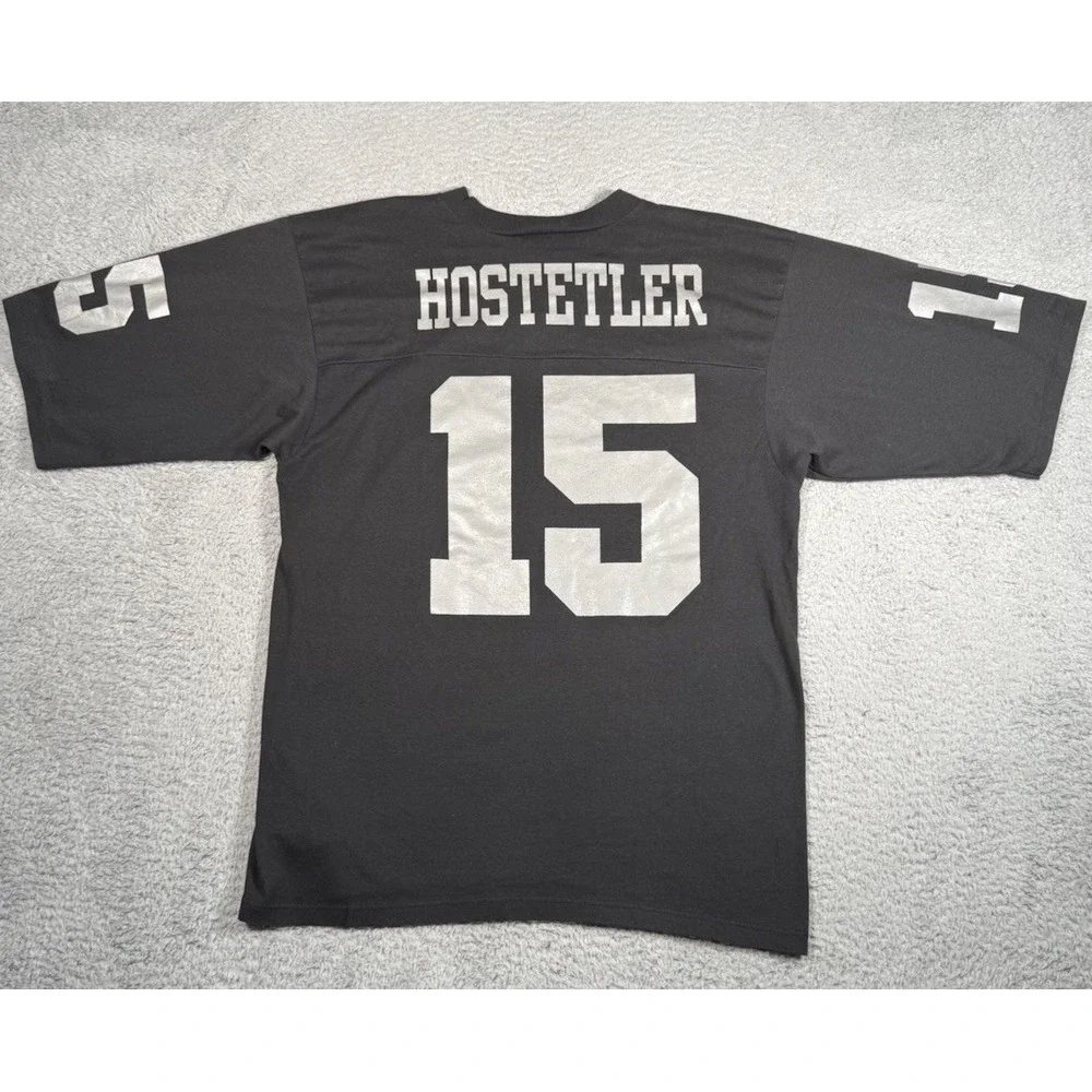 Vintage Logo 7 NFL Oakland Raiders Jeff Hostetler #15 Football T Shirt Men Large - Picture 5 of 10